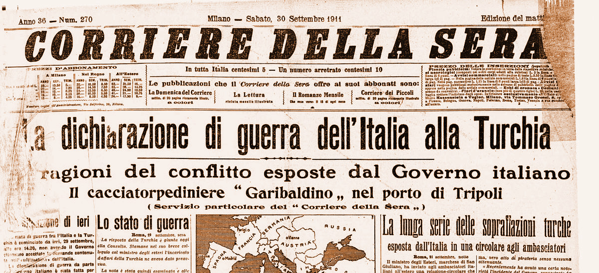 Prima pagina del «Corriere della Sera» del 30 settembre 1911